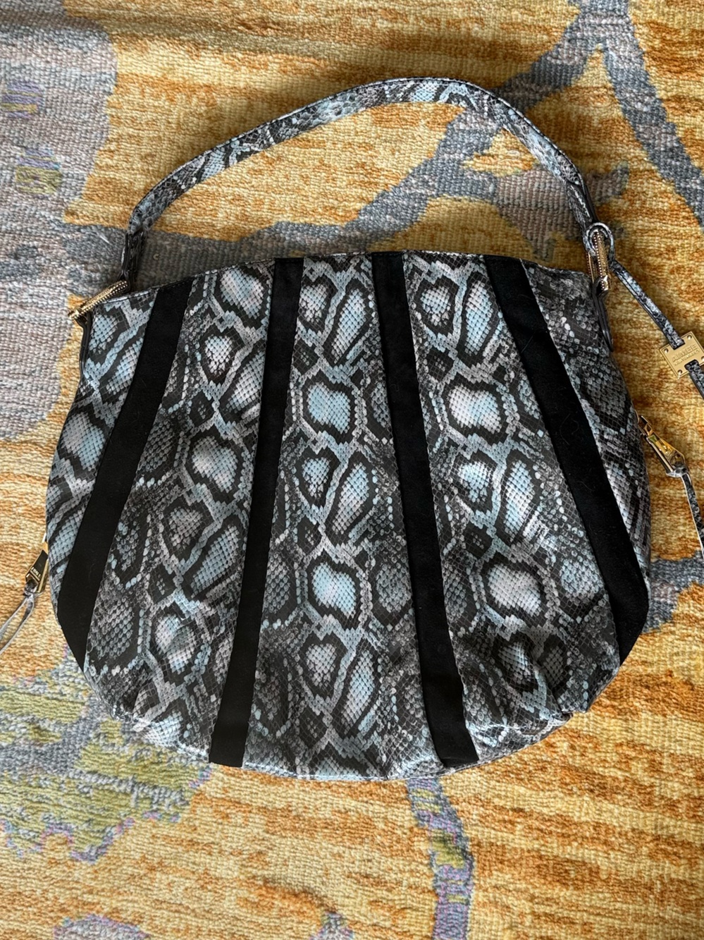 Aimee Kestenberg Python-Print Hobo Bag in Black/Grey/Green